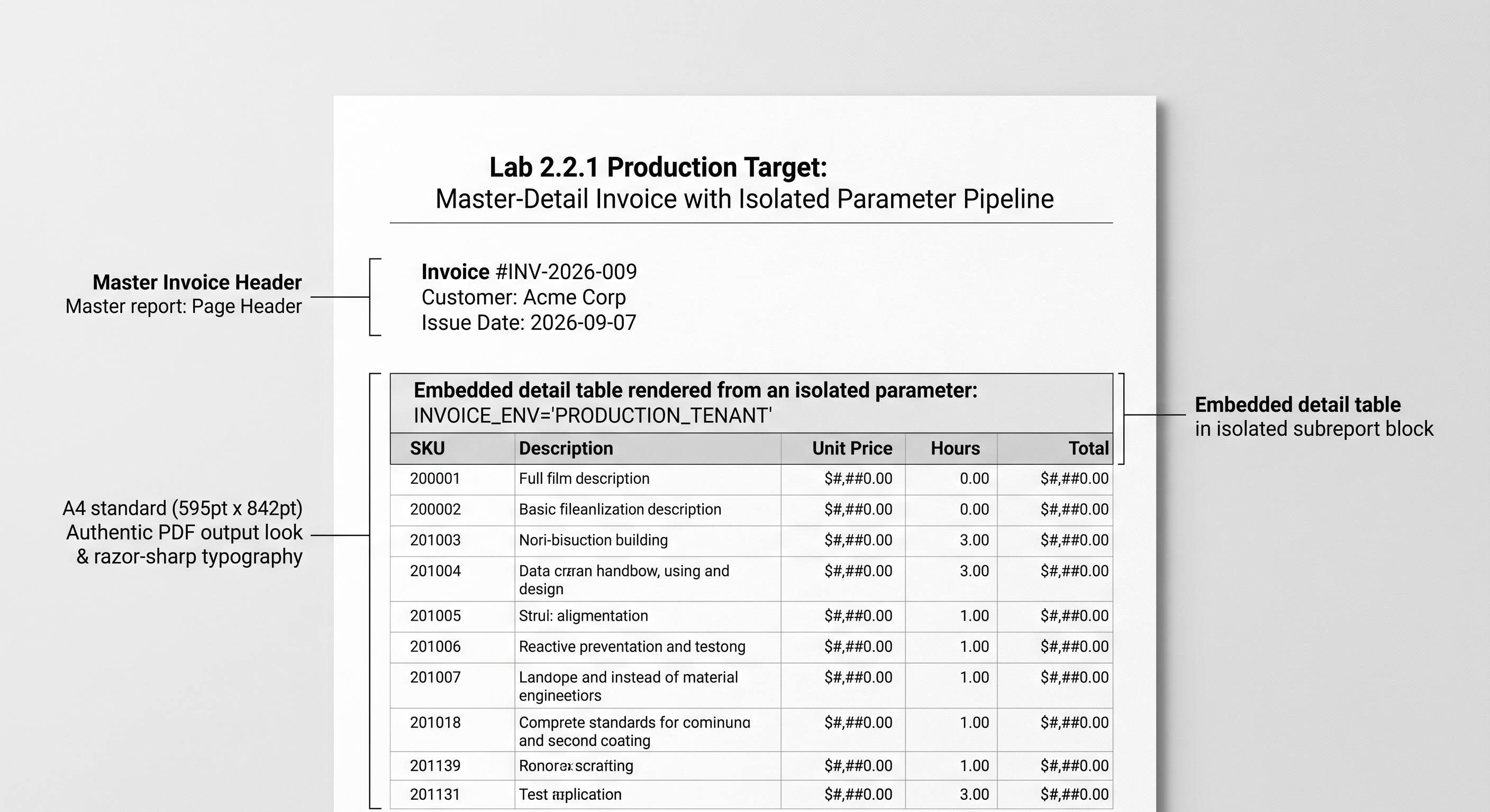 Master Detail Production Invoice
