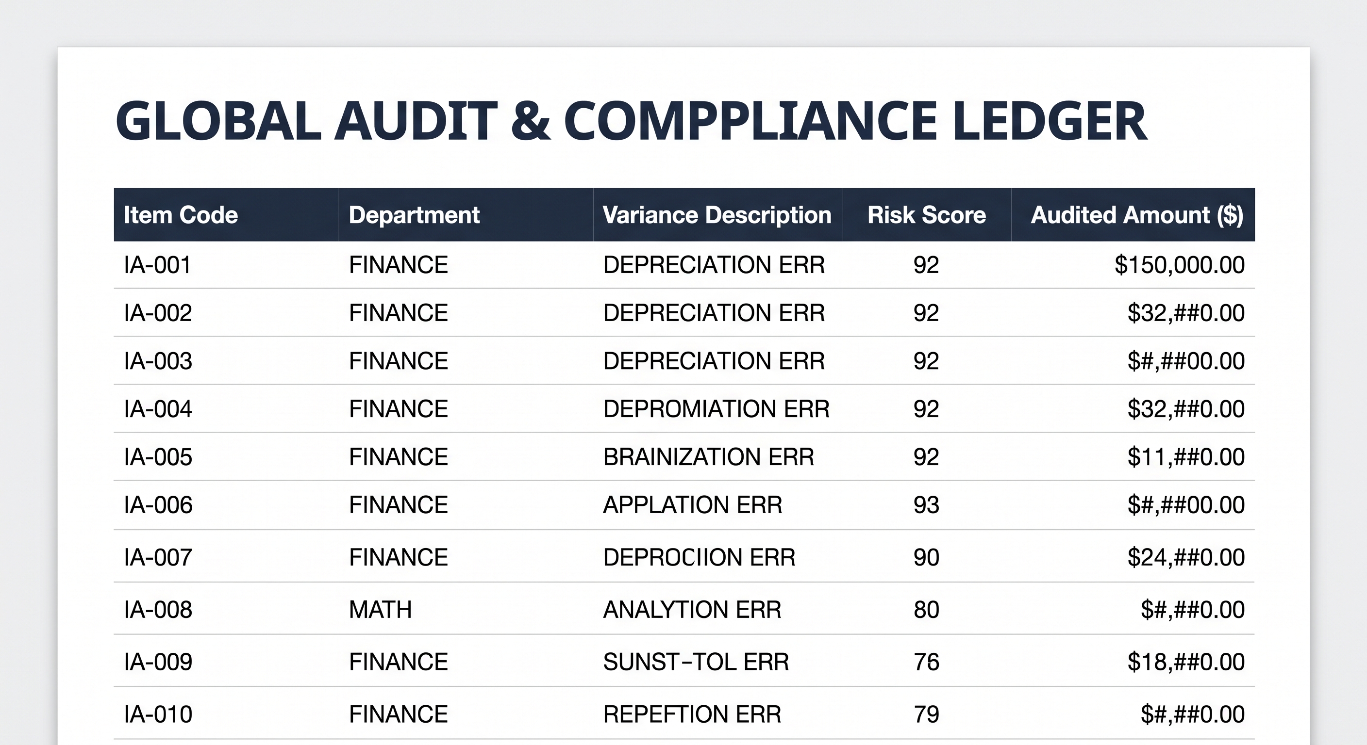 Corporate Financial Audit Ledger